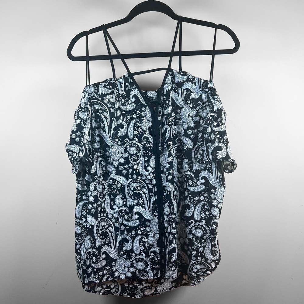 Express Elegant Black and White Paisley Women's Top